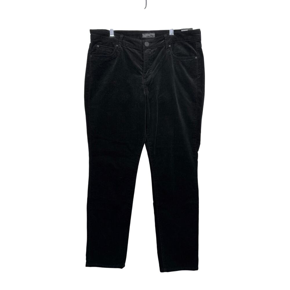 Kut From The Kloth Catherine Boyfriend Corduroy Pants Black Mid Rise Size 14
